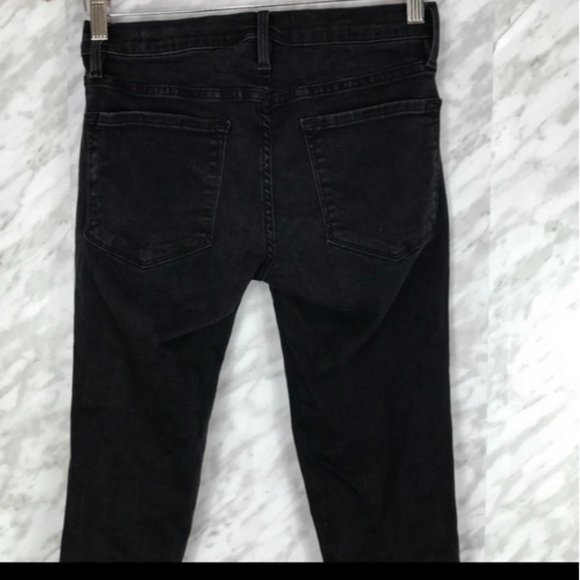 Frame Le Skinny De Jeanne Jeans in Black - Size 26 - Raw Hem, Mid-Rise, Faded - Picture 6 of 12